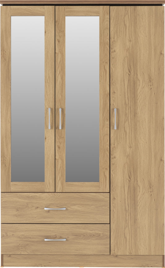 Charles 3 Door 2 Drawer Wardrobe - Oak Effect Veneer