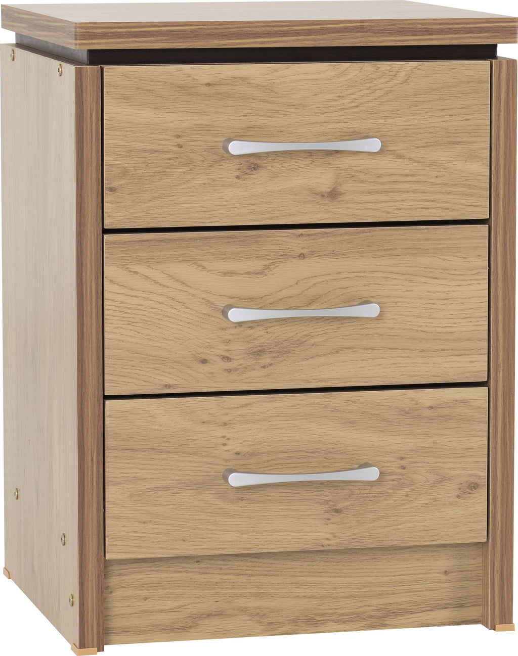 Charles 3 Drawer Bedside - Oak Effect Veneer
