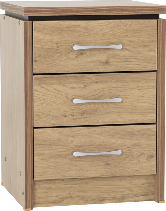 Charles 3 Drawer Bedside - Oak Effect Veneer