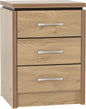 Charles 3 Drawer Bedside - Oak Effect Veneer