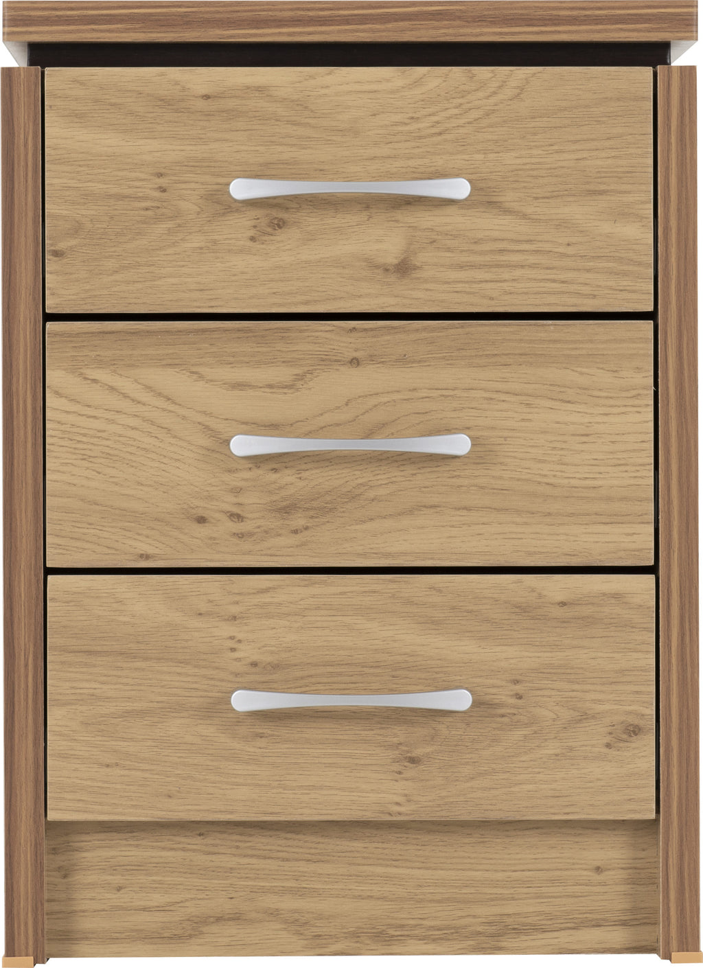 Charles 3 Drawer Bedside - Oak Effect Veneer