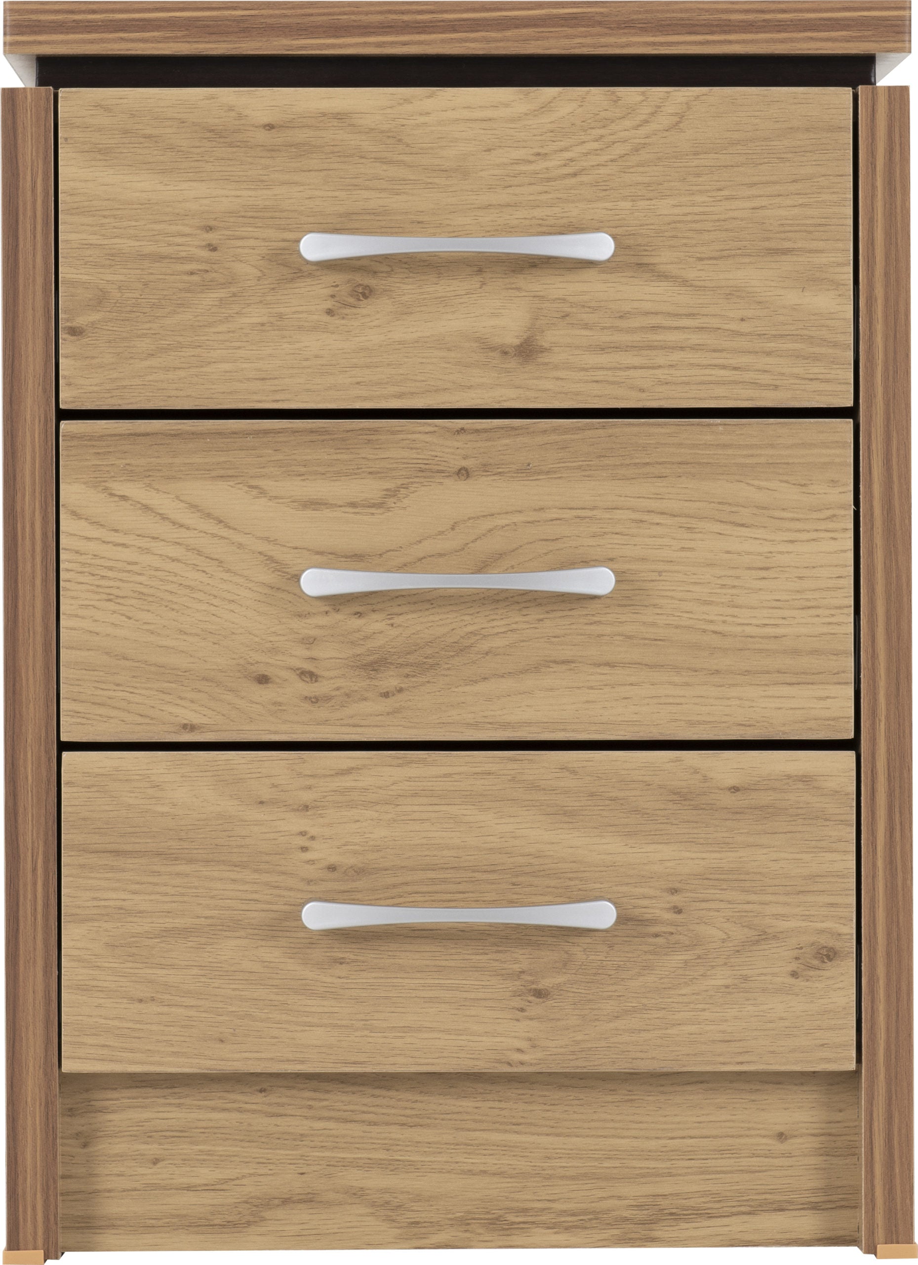 Charles 3 Drawer Bedside - Oak Effect Veneer