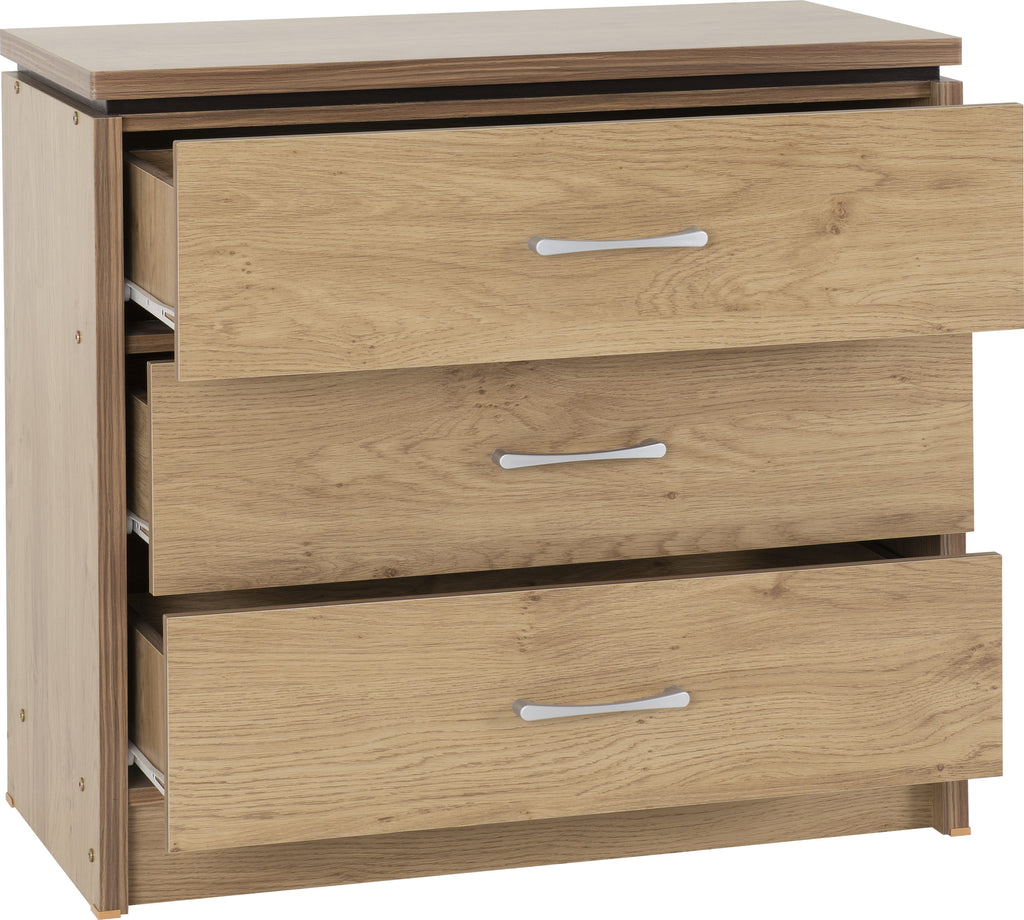 Charles 3 Drawer Chest - Oak Effect Veneer