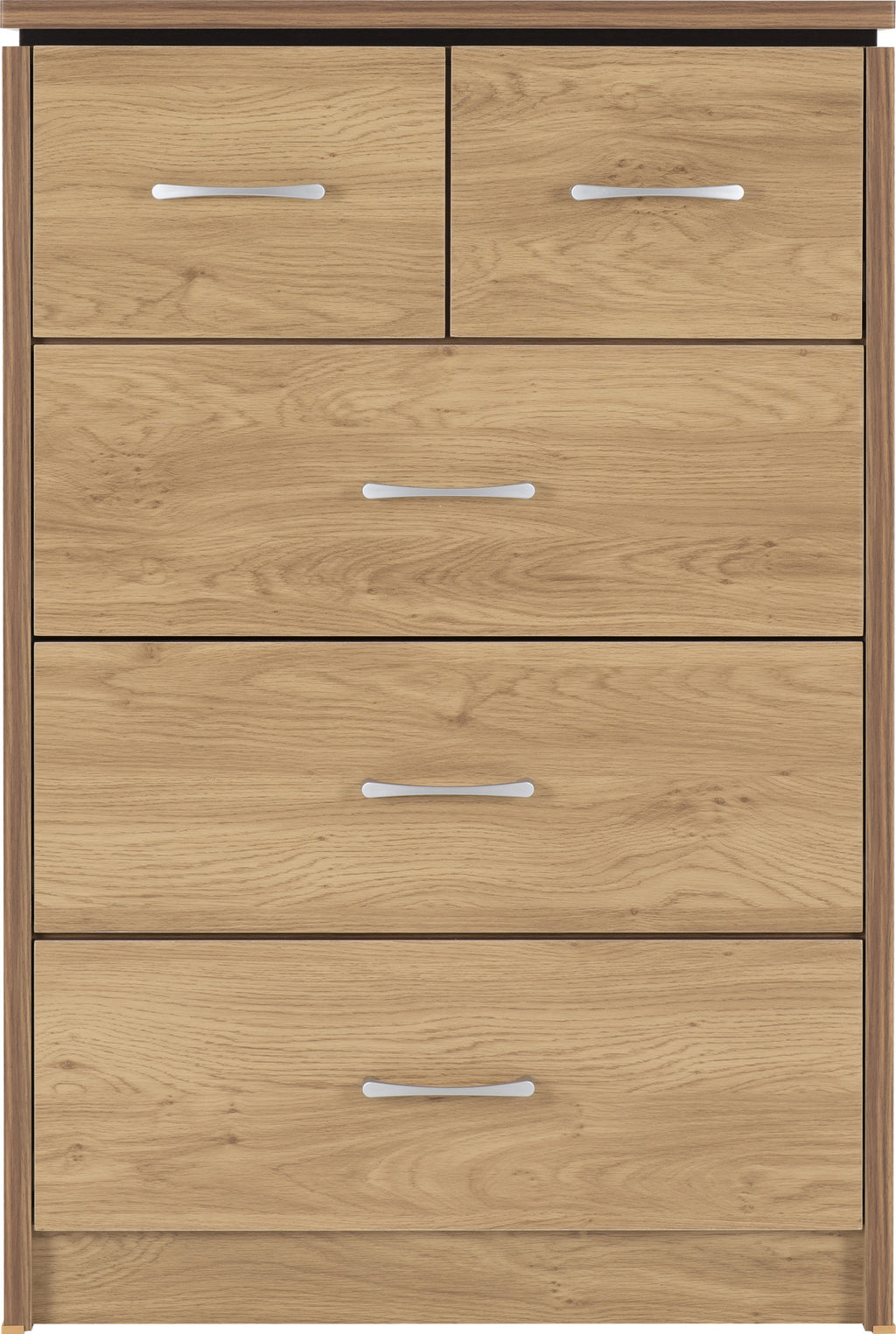 Charles 3+2 Drawer Chest - Oak Effect Veneer