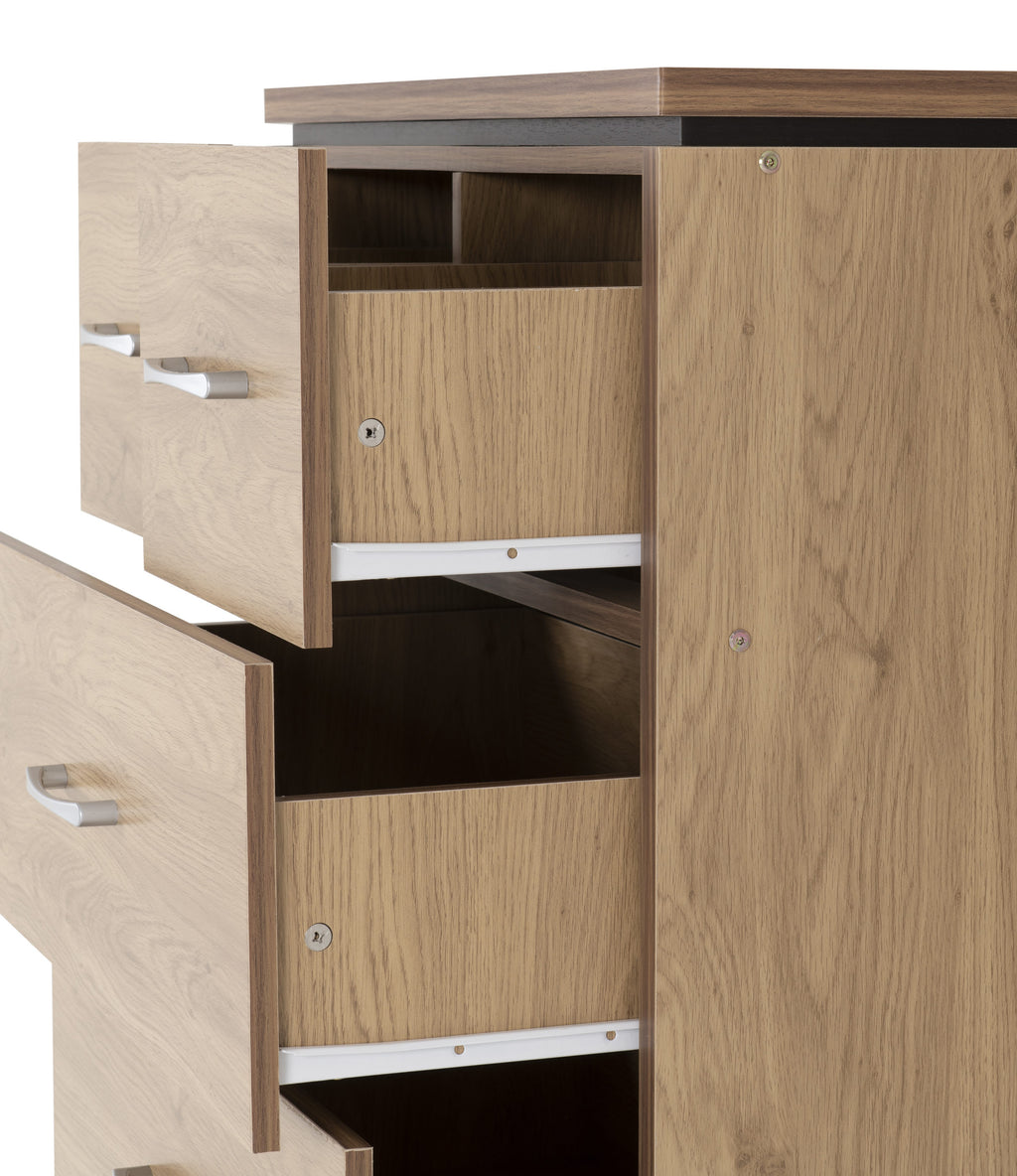 Charles 3+2 Drawer Chest - Oak Effect Veneer