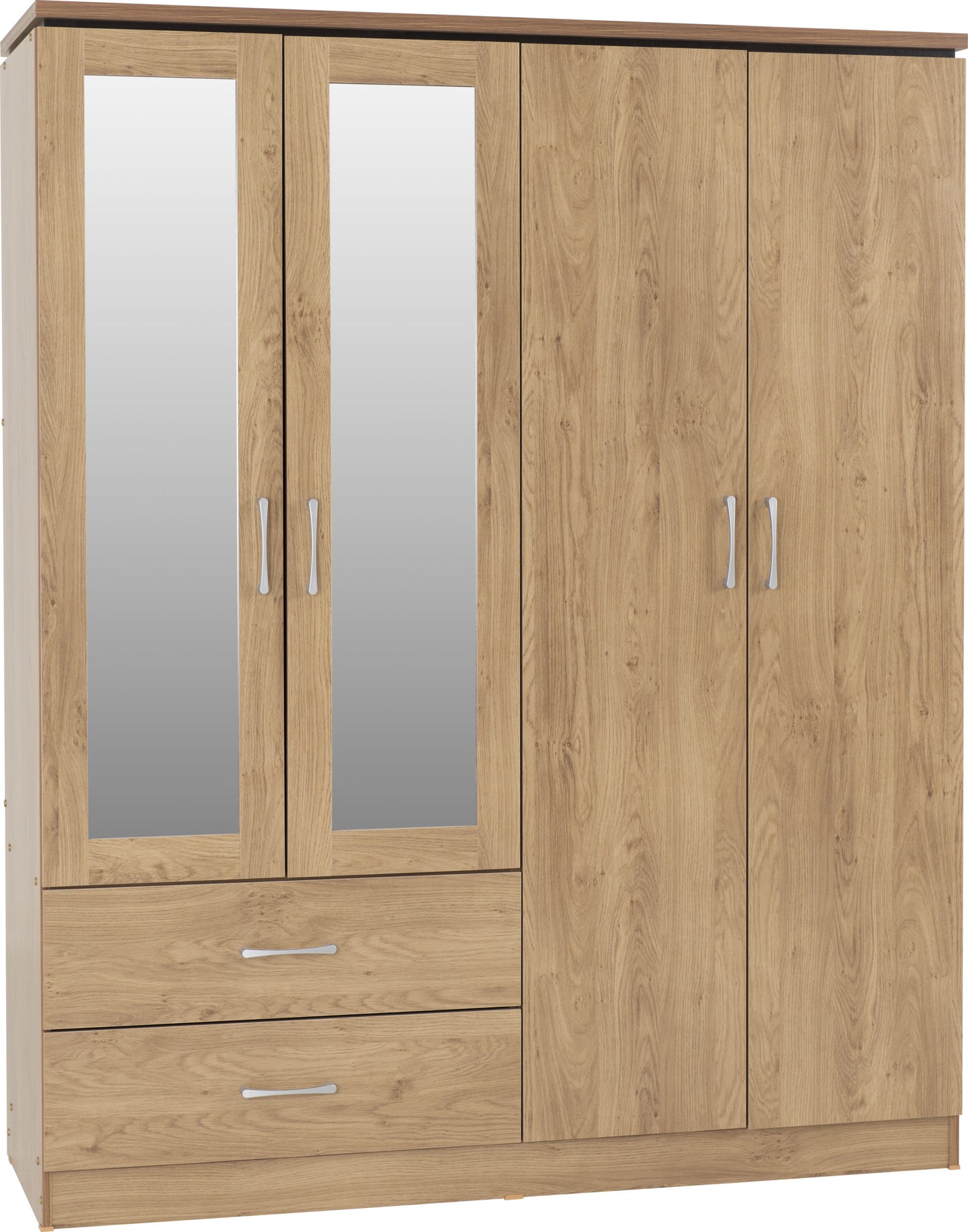 Charles 4 Door 2 Drawer Wardrobe - Oak Effect Veneer