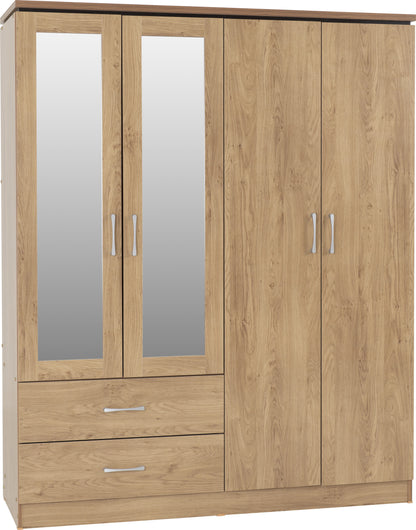 Charles 4 Door 2 Drawer Wardrobe - Oak Effect Veneer
