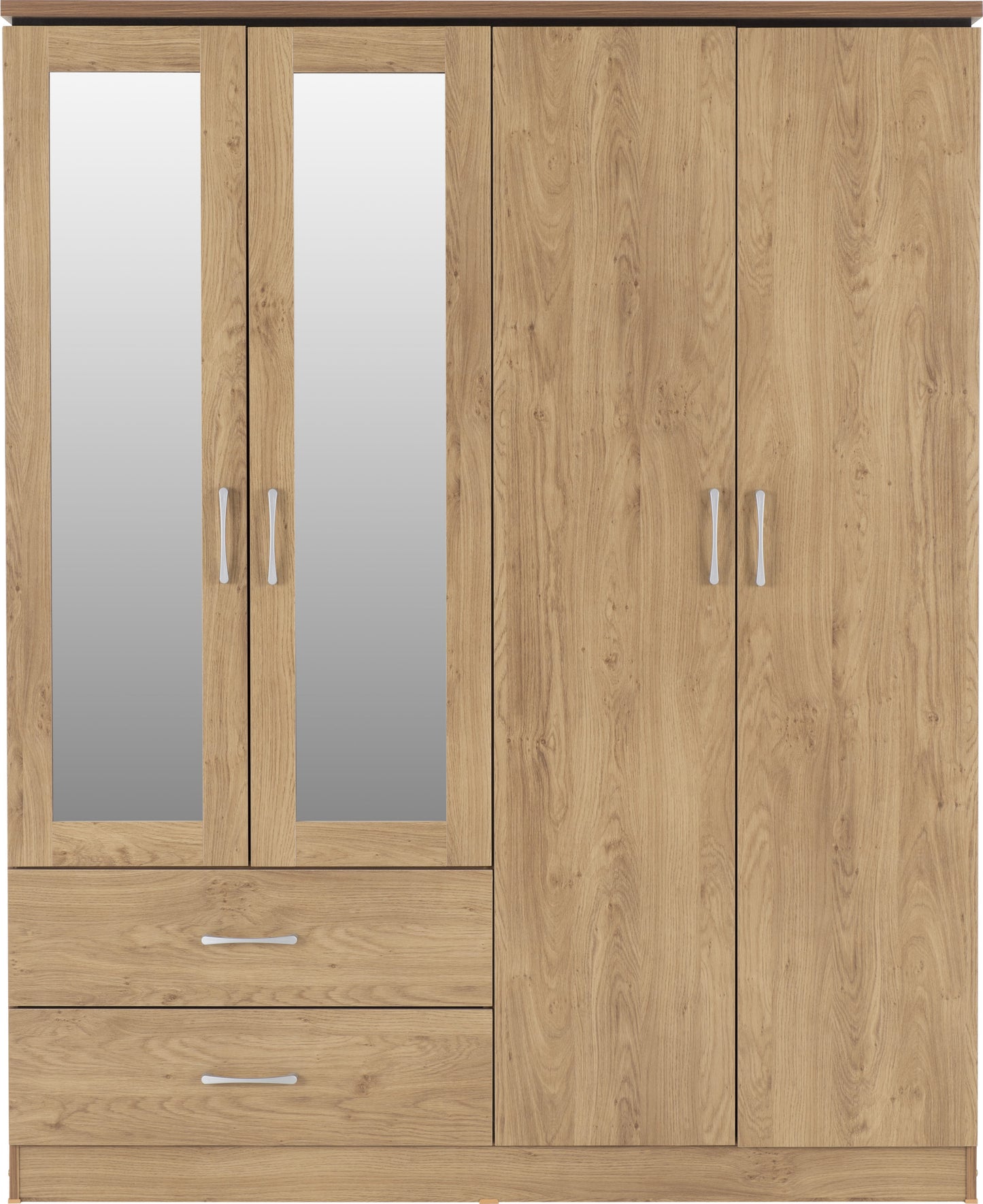 Charles 4 Door 2 Drawer Wardrobe - Oak Effect Veneer