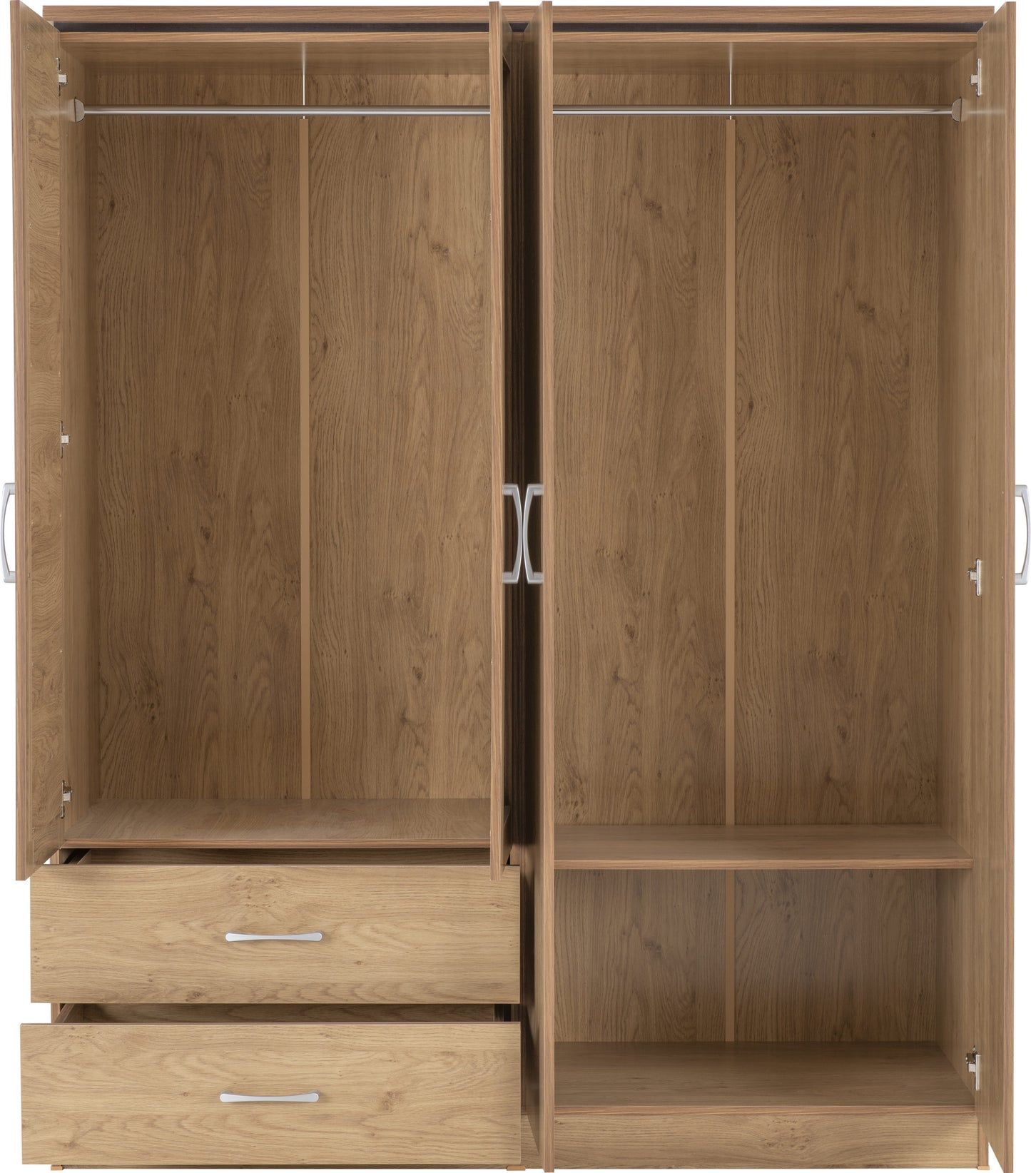 Charles 4 Door 2 Drawer Wardrobe - Oak Effect Veneer