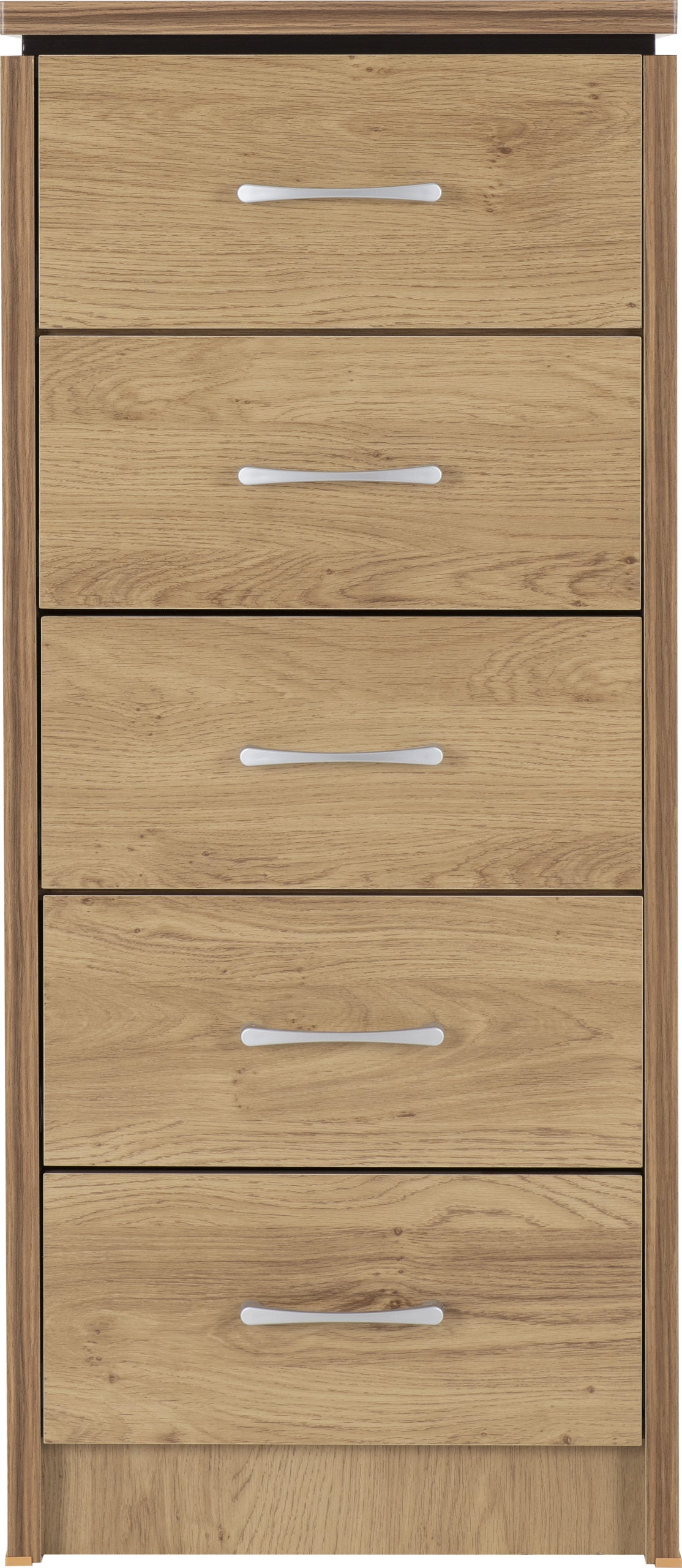 Charles 5 Drawer Narrow Chest - Oak Effect Veneer