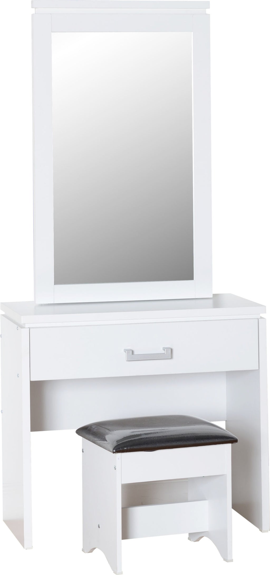 Charles 1 Drawer Dressing Table Set - White/Black Pu