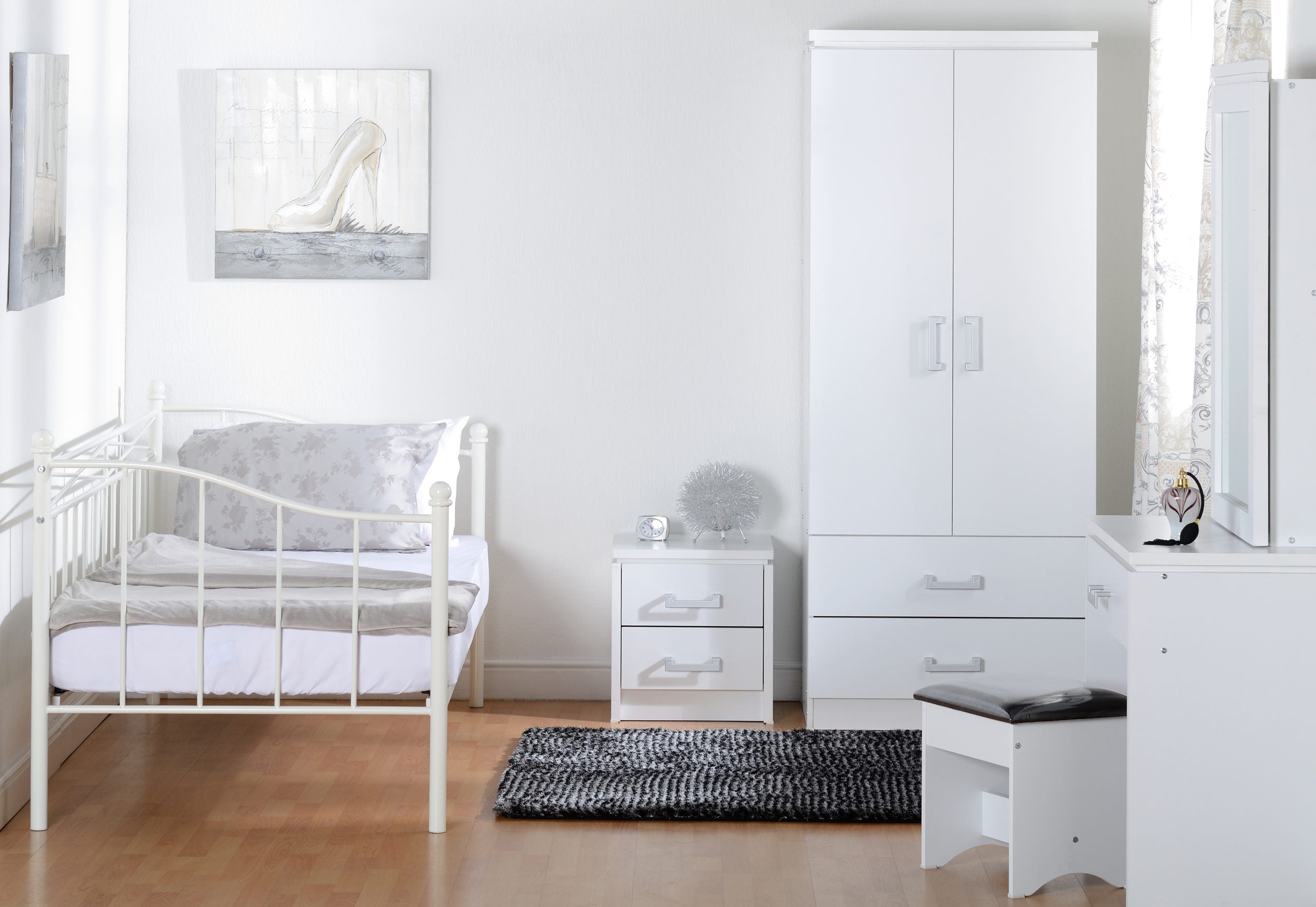 Charles 2 Drawer Bedside - White