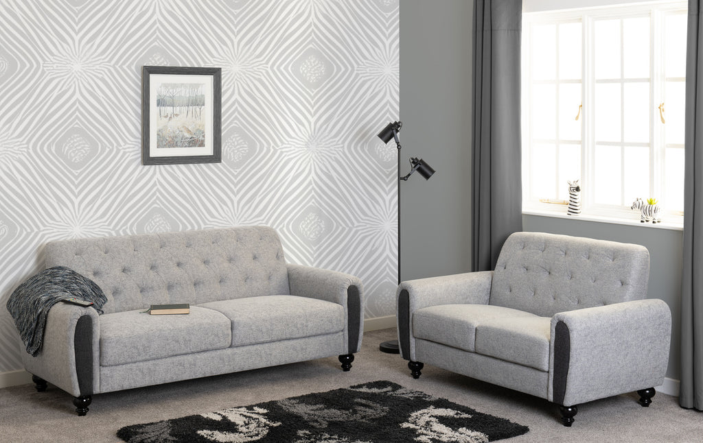 Chester 3+2 Suite - Light Grey Fabric