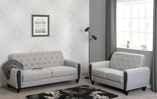 Chester 3+2 Suite - Light Grey Fabric
