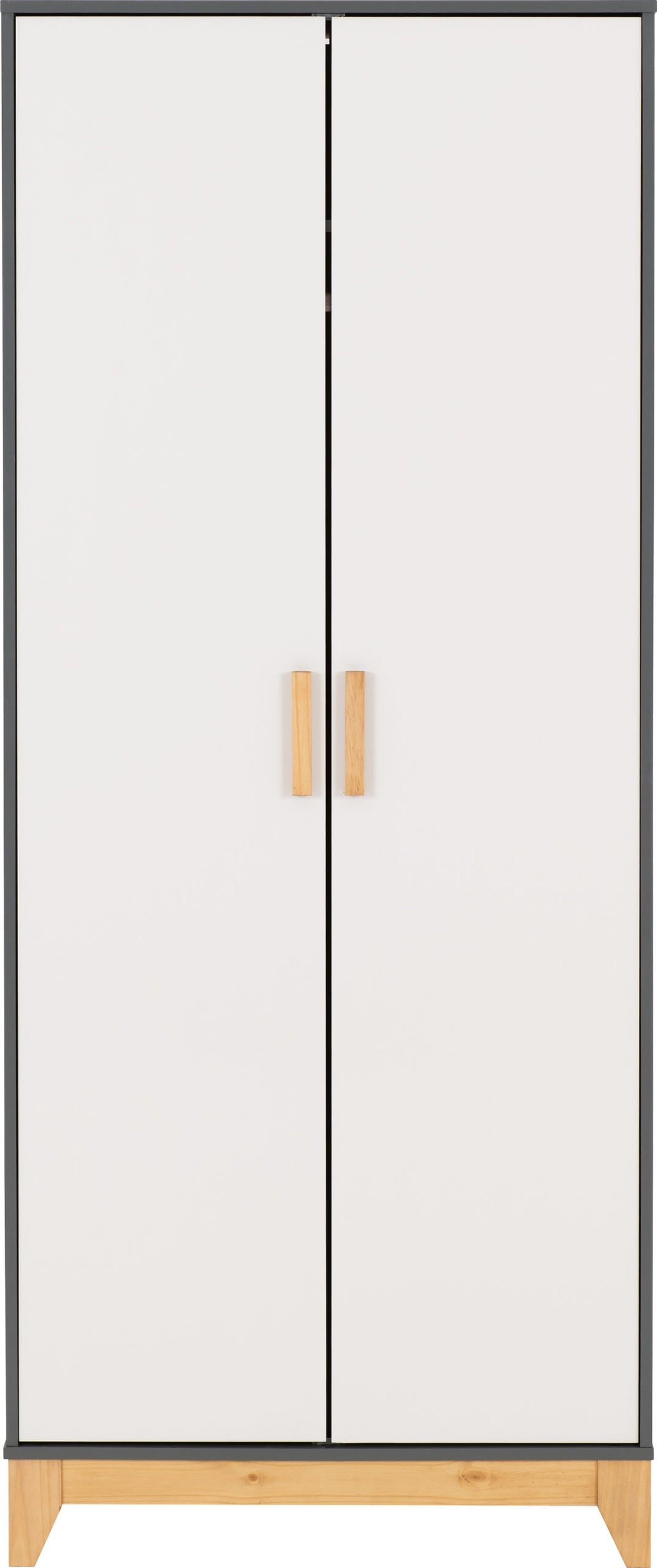 Cleveland 2 Door Wardrobe - White/Grey Metal Effect
