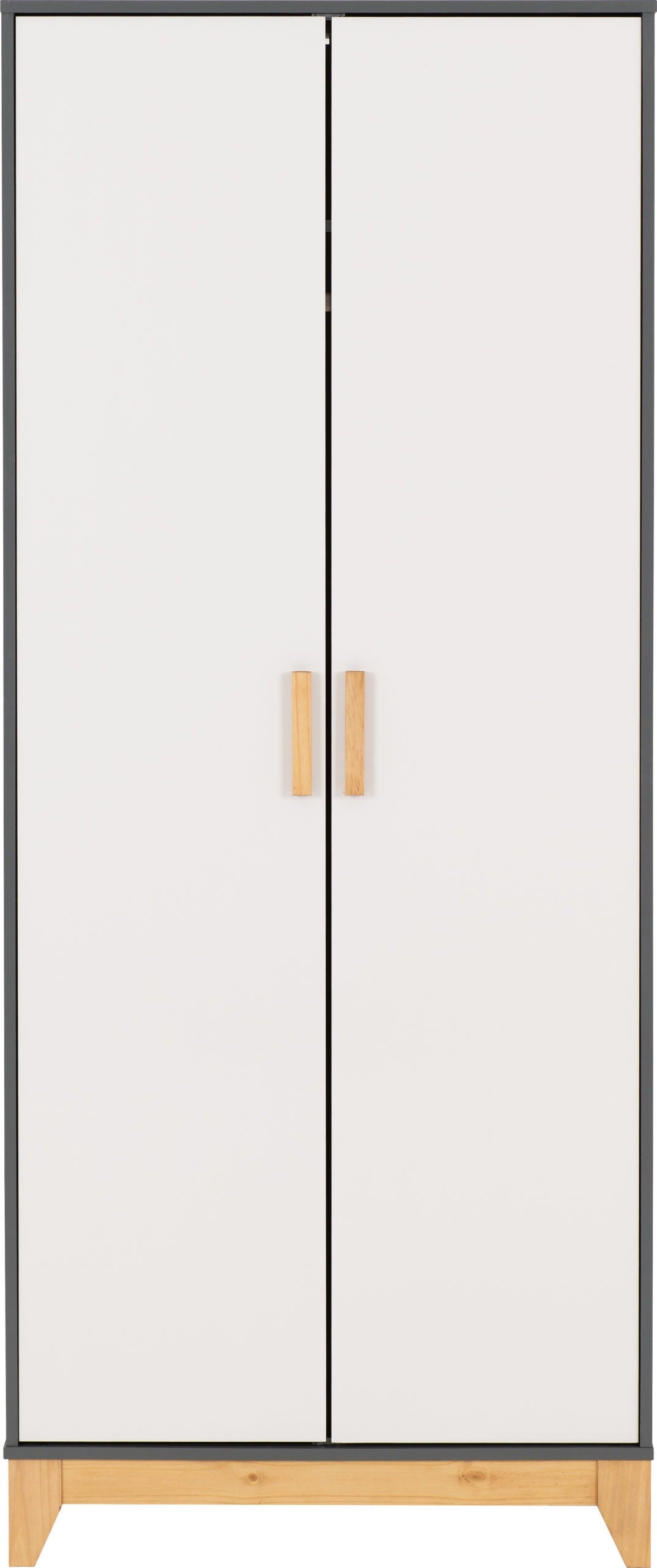 Cleveland 2 Door Wardrobe - White/Grey Metal Effect