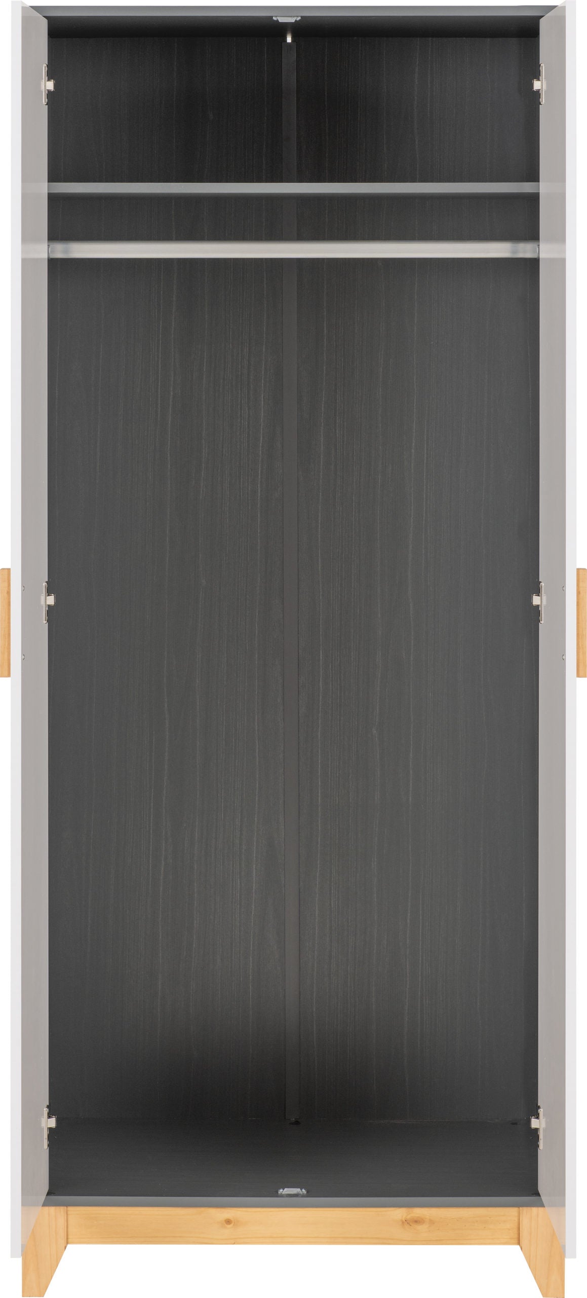 Cleveland 2 Door Wardrobe - White/Grey Metal Effect
