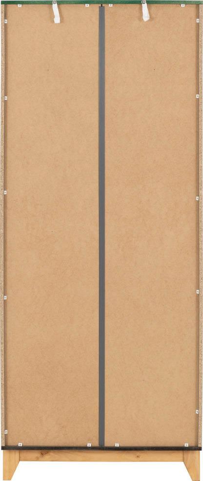 Cleveland 2 Door Wardrobe - White/Grey Metal Effect