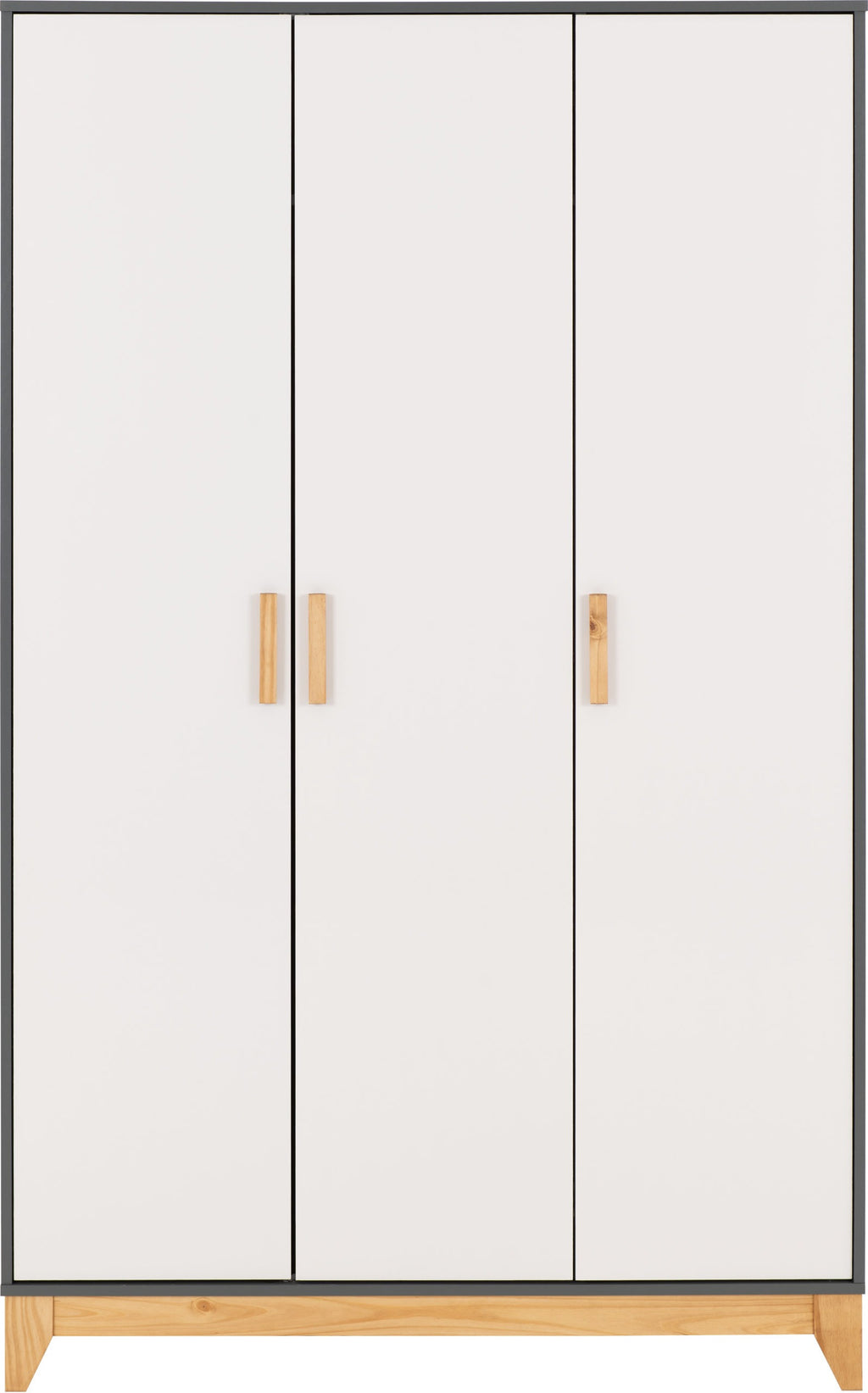 Cleveland 3 Door Wardrobe - White/Grey Metal Effect