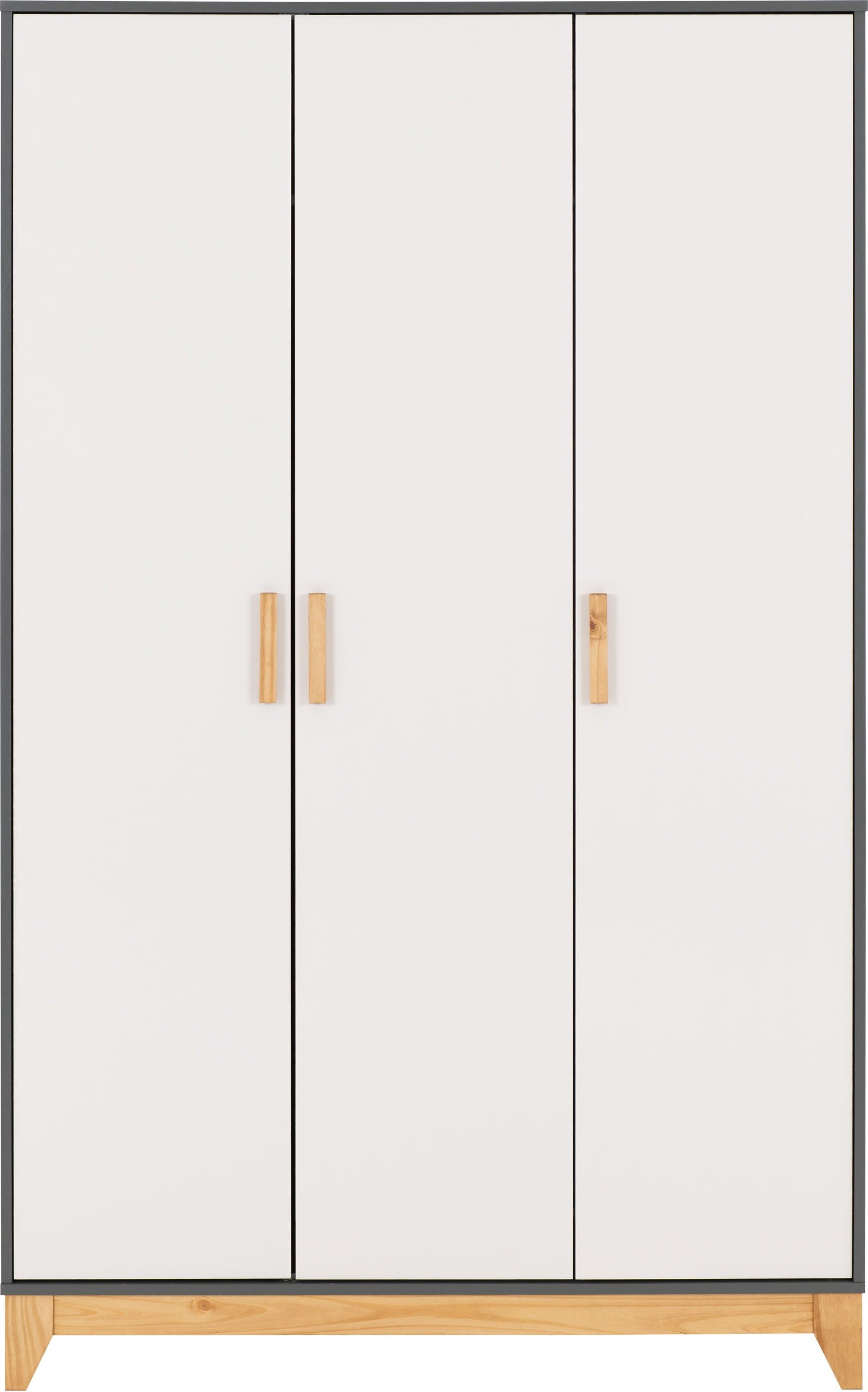Cleveland 3 Door Wardrobe - White/Grey Metal Effect