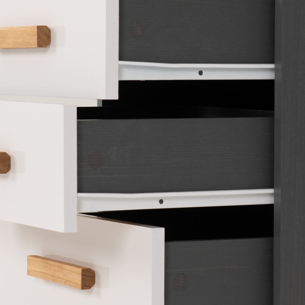 Cleveland 3 Drawer Bedside - White/Grey Metal Effect