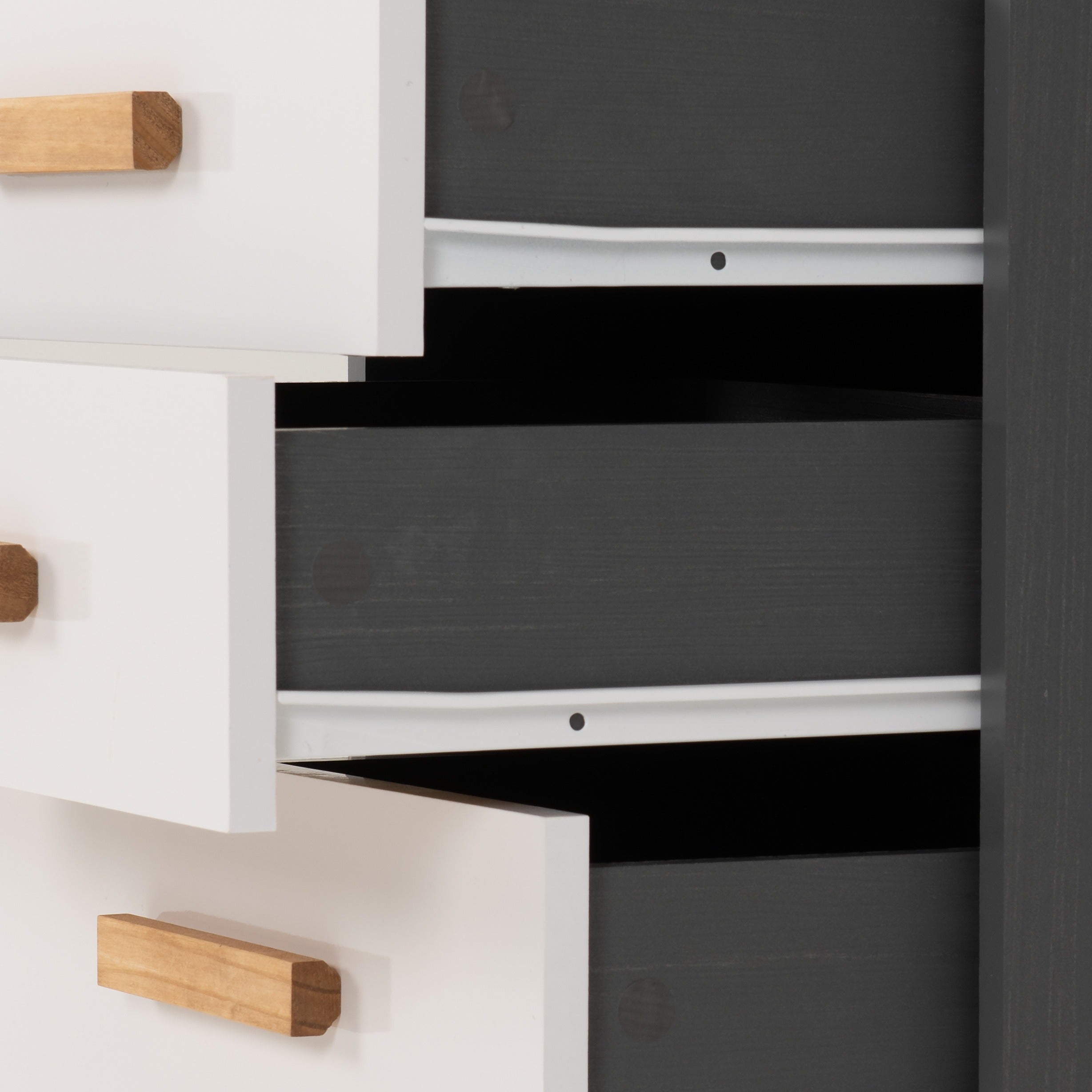 Cleveland 3 Drawer Bedside - White/Grey Metal Effect