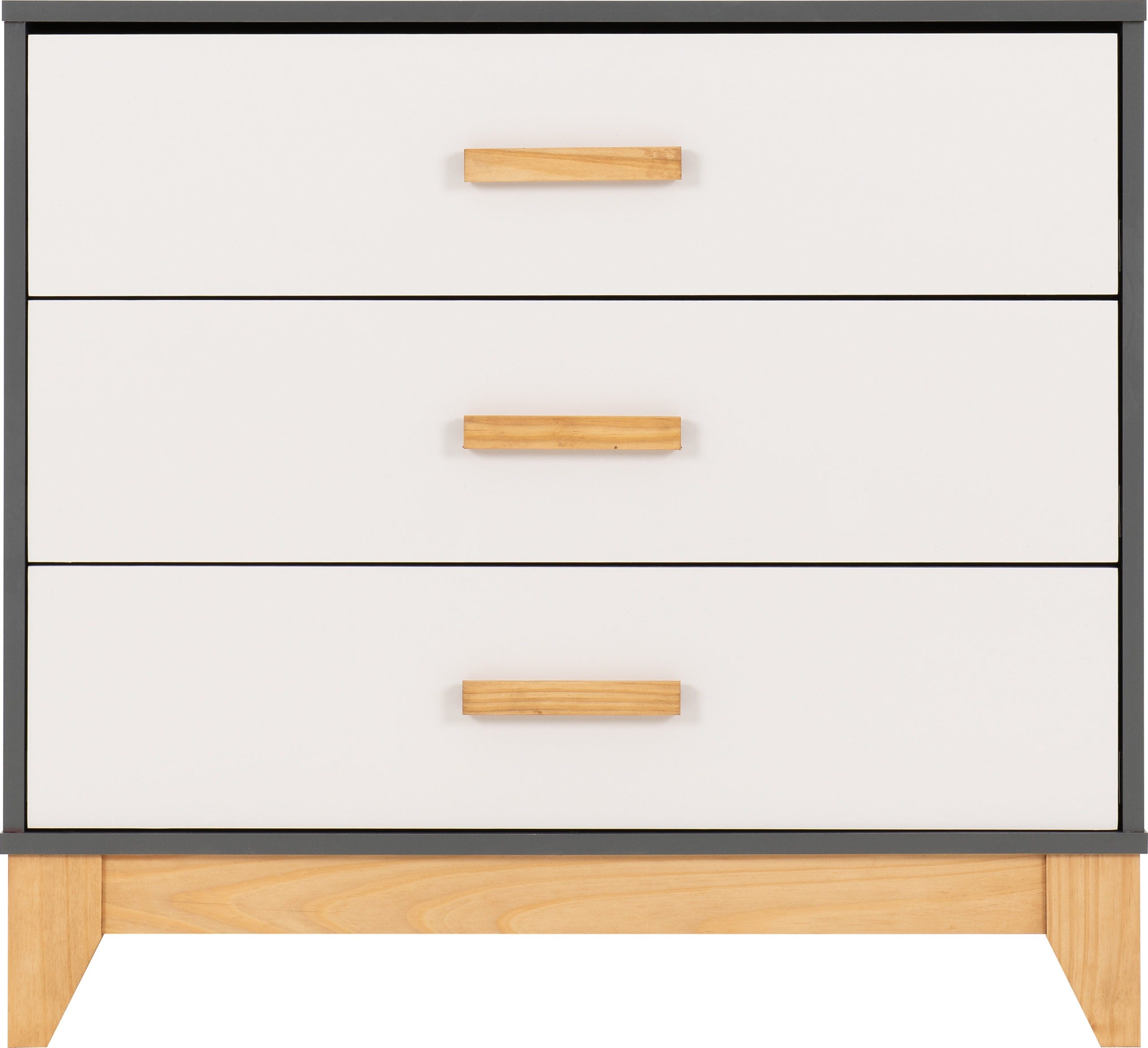 Cleveland 3 Drawer Chest - White/Grey Metal Effect