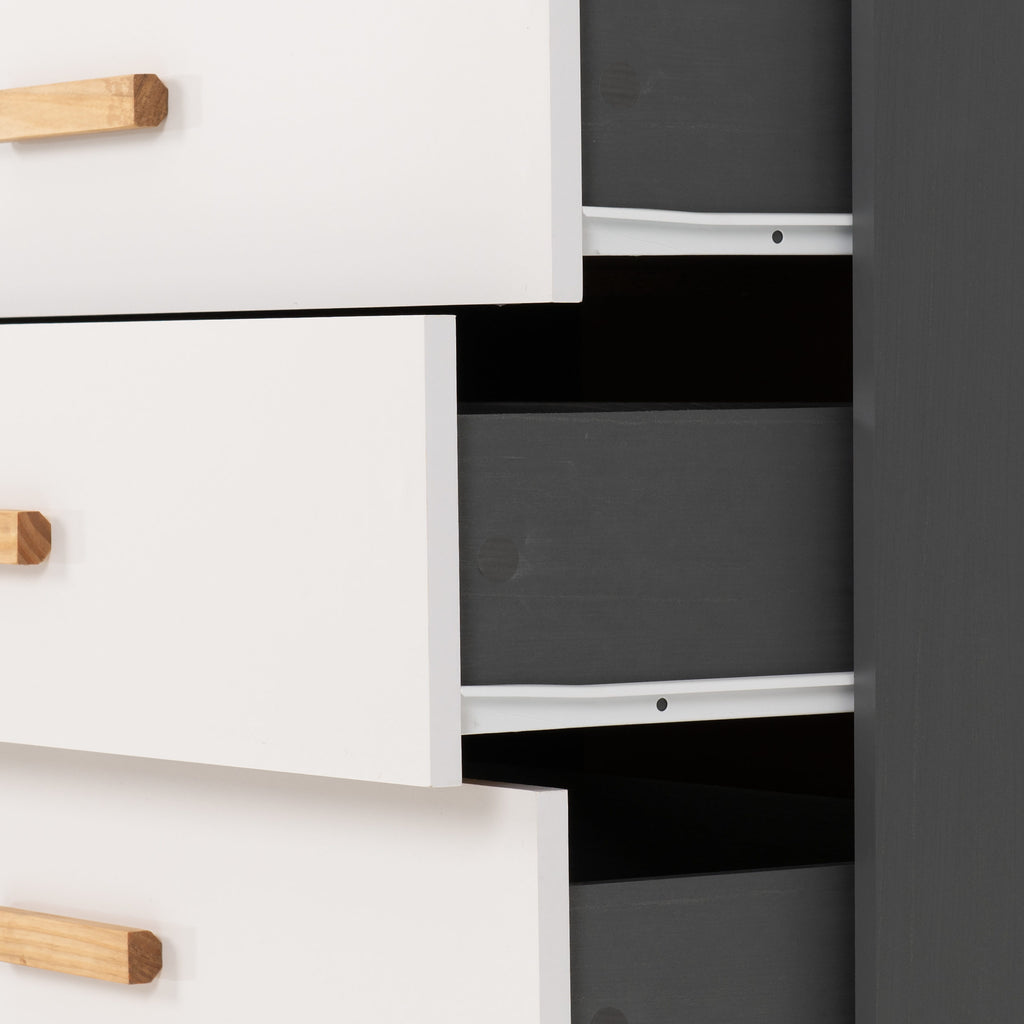 Cleveland 3 Drawer Chest - White/Grey Metal Effect