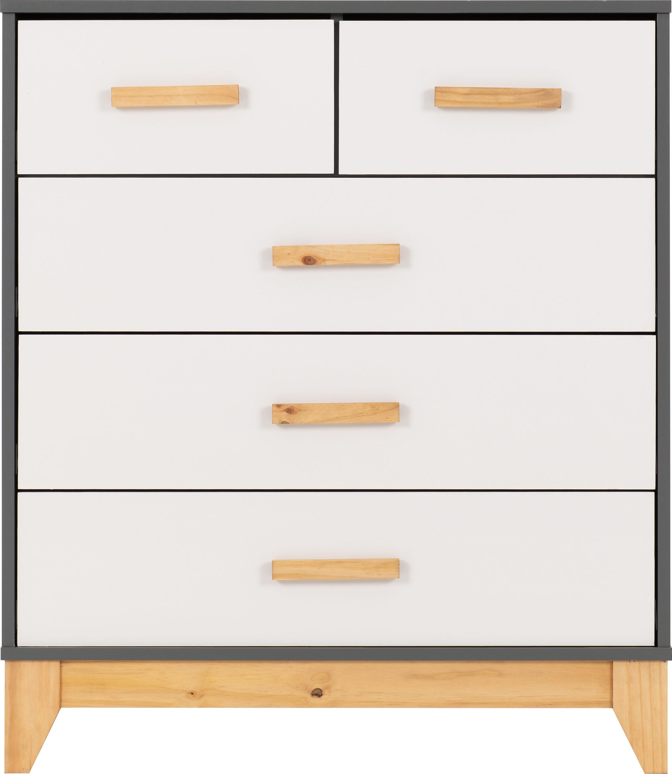 Cleveland 3+2 Drawer Chest - White/Grey Metal Effect