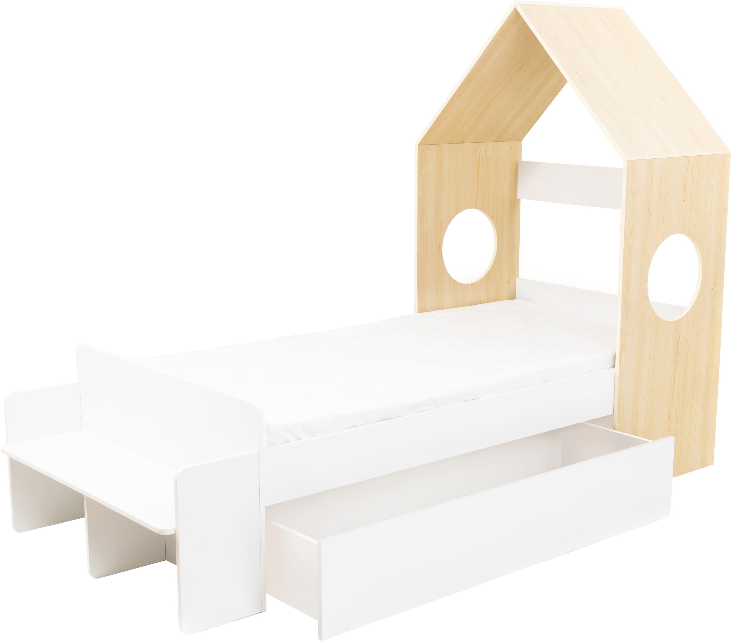 Cody 1 Drawer House Bed - White/Pine Effect