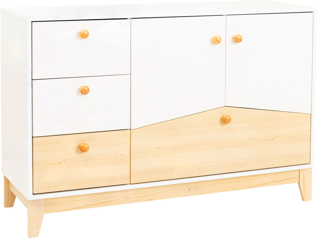Cody 2 Door 4 Drawer Storage Unit - White/Pine Effect