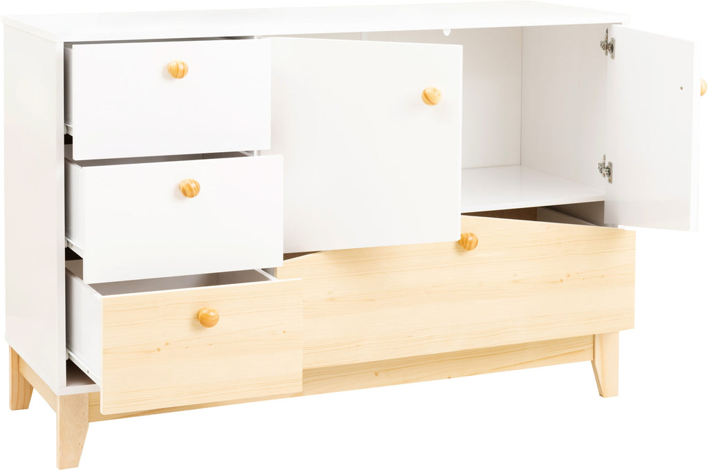 Cody 2 Door 4 Drawer Storage Unit - White/Pine Effect