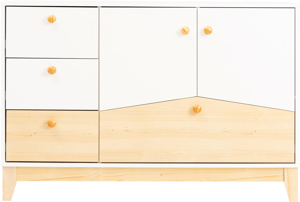 Cody 2 Door 4 Drawer Storage Unit - White/Pine Effect