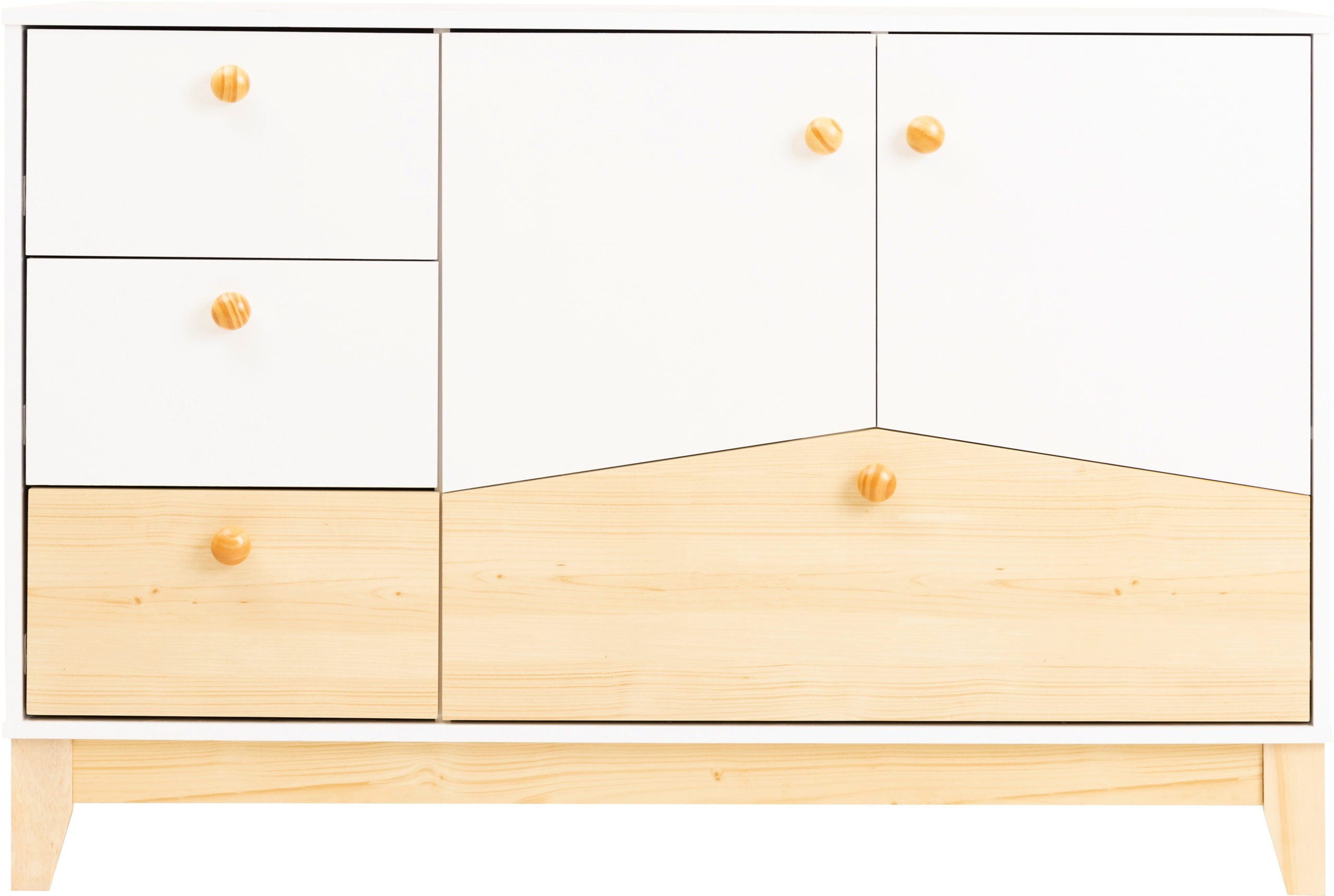 Cody 2 Door 4 Drawer Storage Unit - White/Pine Effect