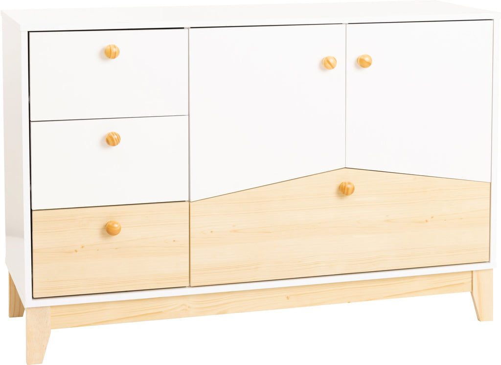 Cody 2 Door 4 Drawer Storage Unit - White/Pine Effect