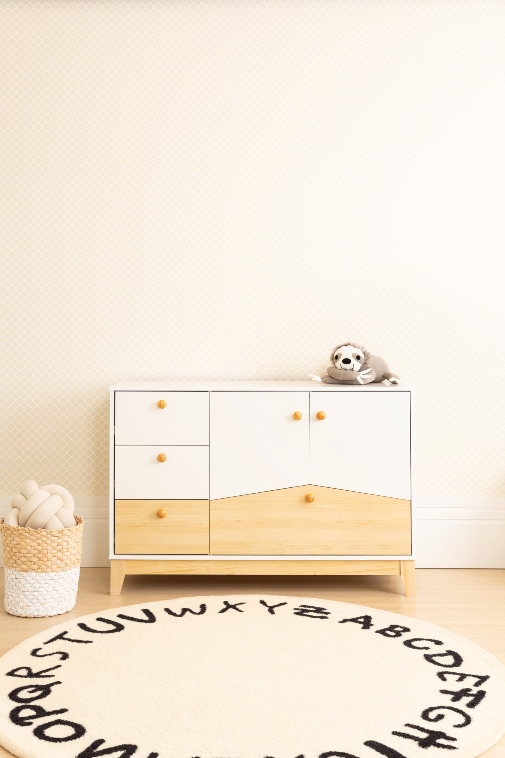 Cody 2 Door 4 Drawer Storage Unit - White/Pine Effect