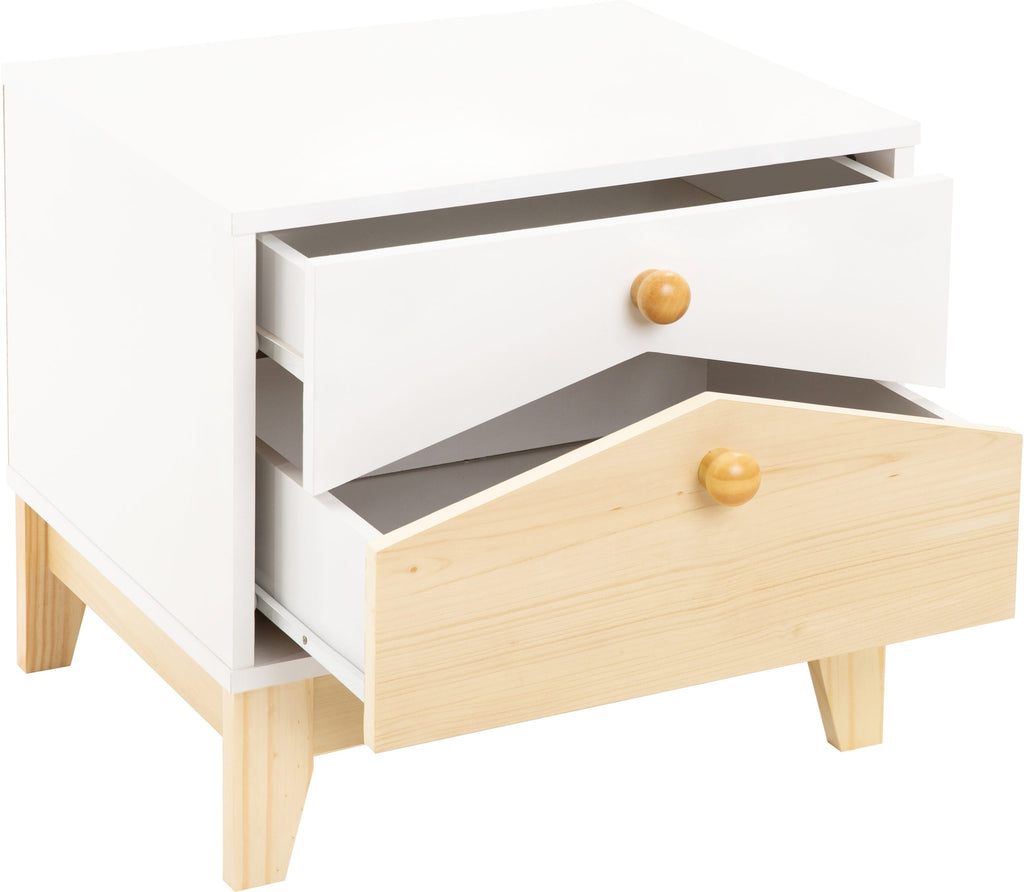 Cody 2 Drawer Bedside - White/Pine Effect