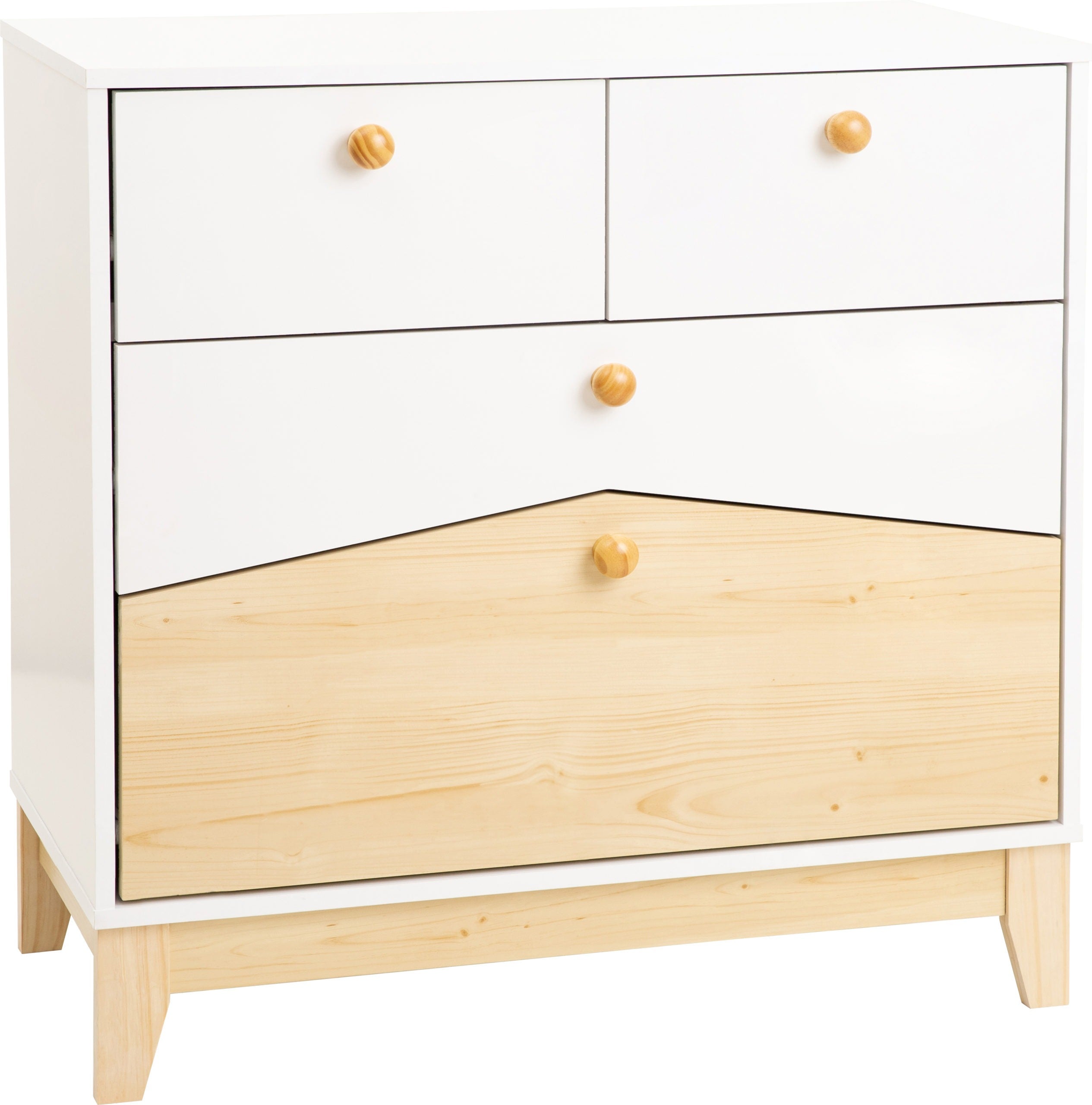 Cody 2+2 Drawer Chest - White/Pine Effect