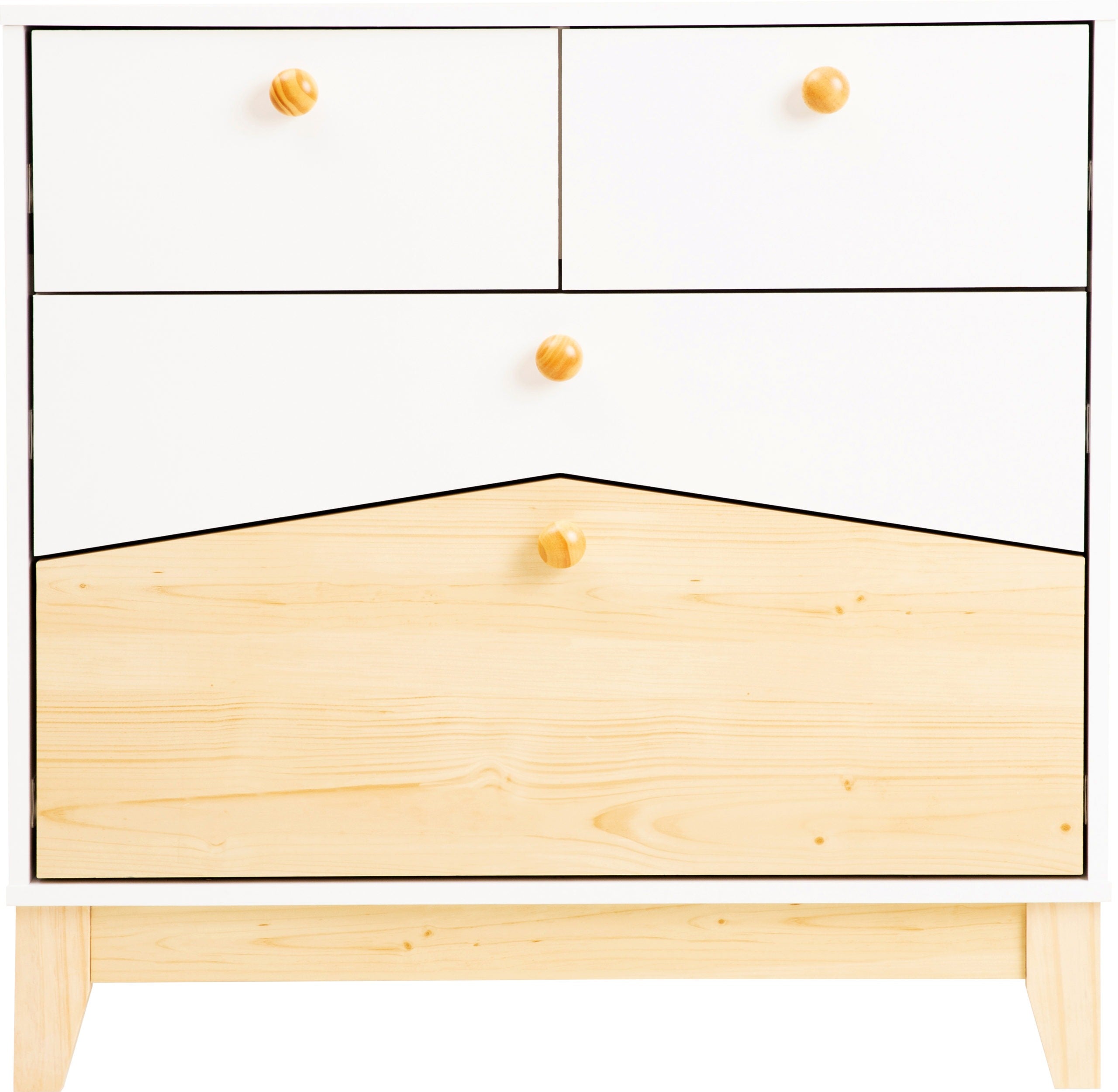 Cody 2+2 Drawer Chest - White/Pine Effect
