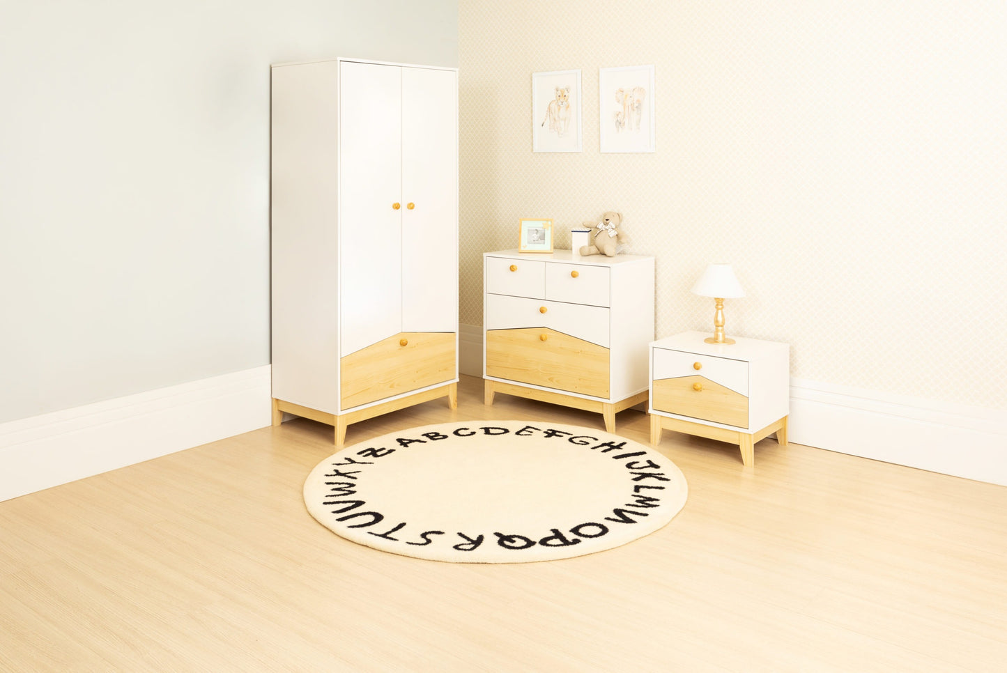 Cody 2 Drawer Bedside - White/Pine Effect