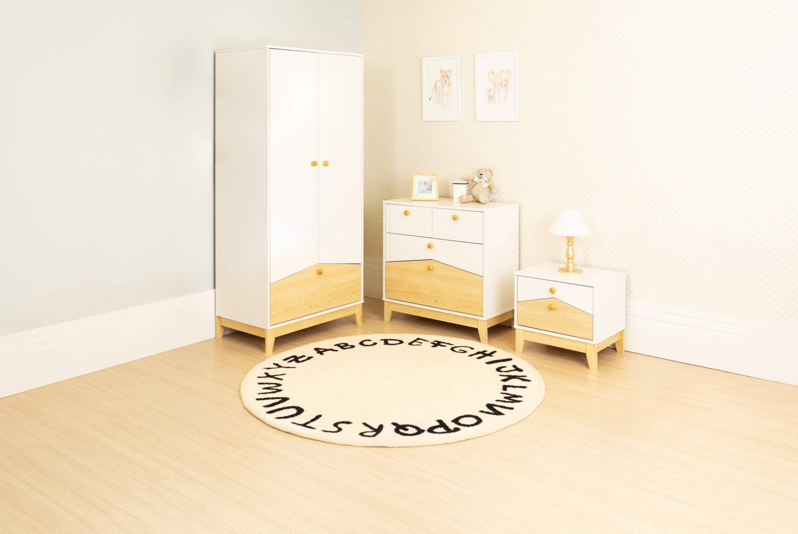 Cody 2 Drawer Bedside - White/Pine Effect