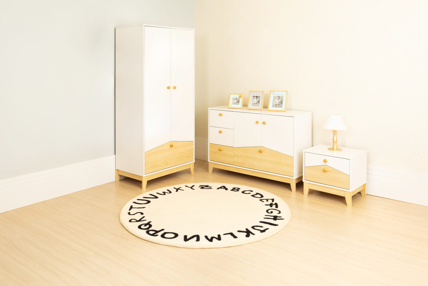 Cody 2 Drawer Bedside - White/Pine Effect