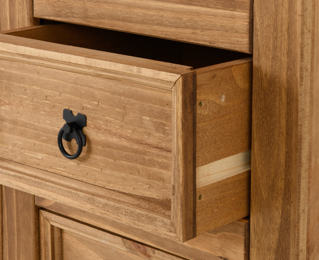 Corona 1 Door 4 Drawer Sideboard - Distressed Waxed Pine