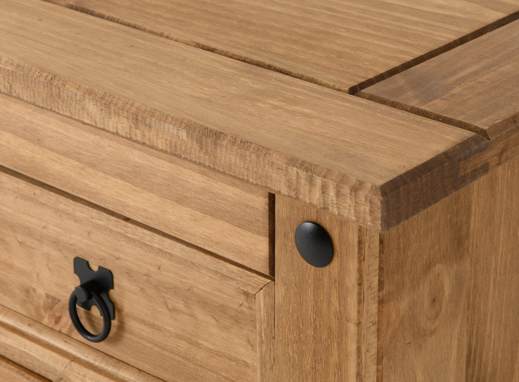 Corona 1 Door 4 Drawer Sideboard - Distressed Waxed Pine