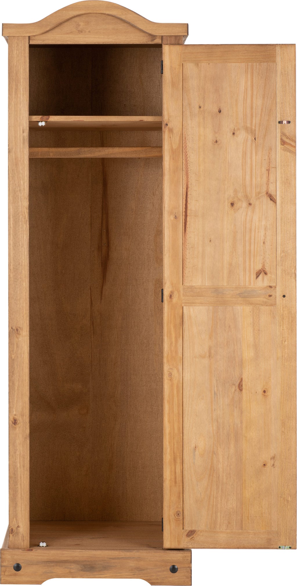 Corona 1 Door Wardrobe - Distressed Waxed Pine