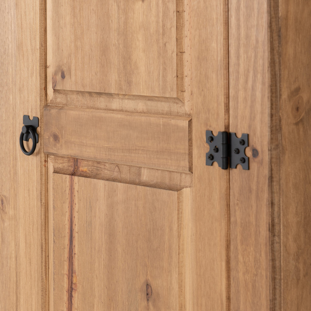 Corona 1 Door Wardrobe - Distressed Waxed Pine