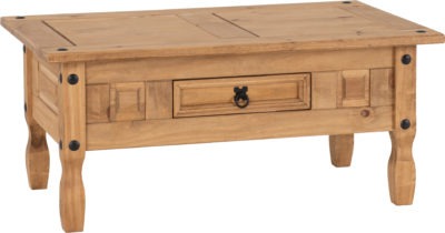 Corona 1 Drawer Coffee Table - Distressed Wax Pine