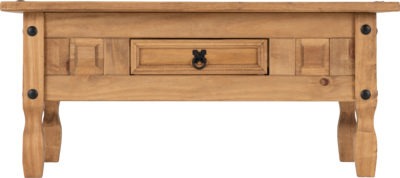 Corona 1 Drawer Coffee Table - Distressed Wax Pine