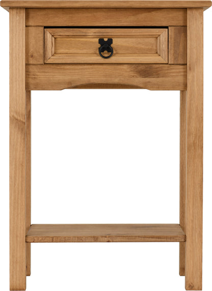 Corona 1 Drawer Console Table - Distressed Waxed Pine