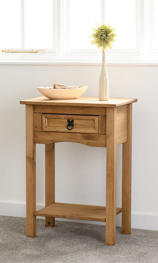 Corona 1 Drawer Console Table - Distressed Waxed Pine